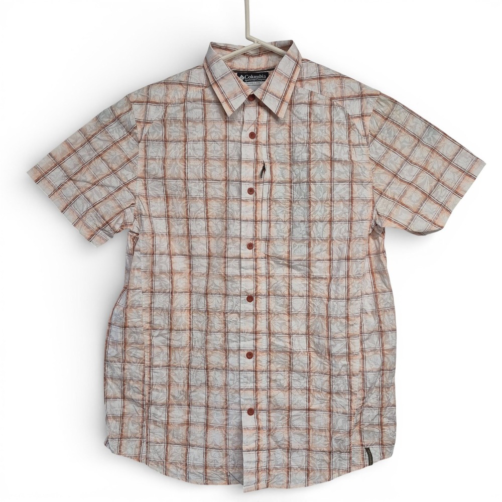 Columbia Sportswear Mens L‎ Plaid Short Sleeve Button Up Lightweight Outdoor